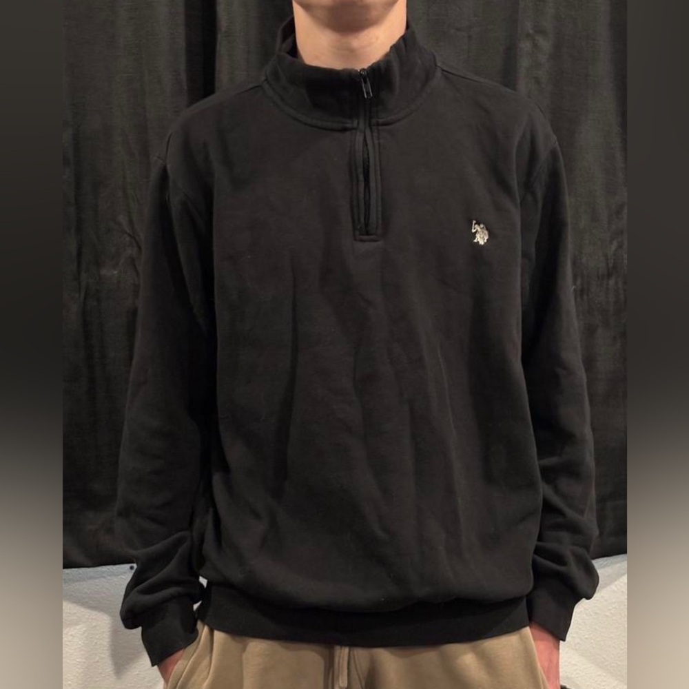 US POLO ASSN Black Quarter-Zip Pullover
